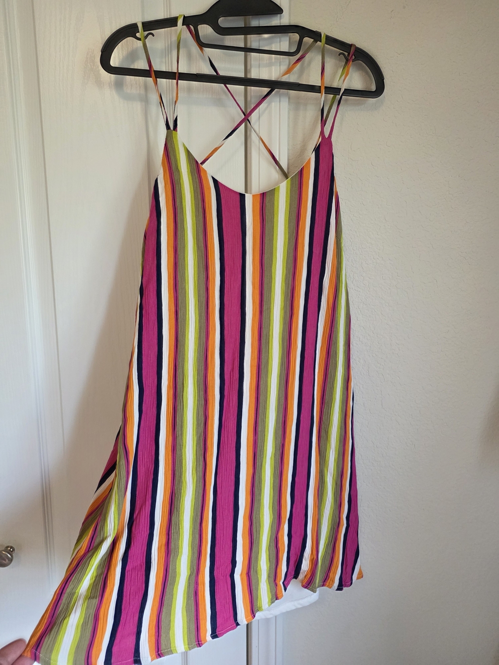Very J Neon Stripe Crisscross Mini Dress